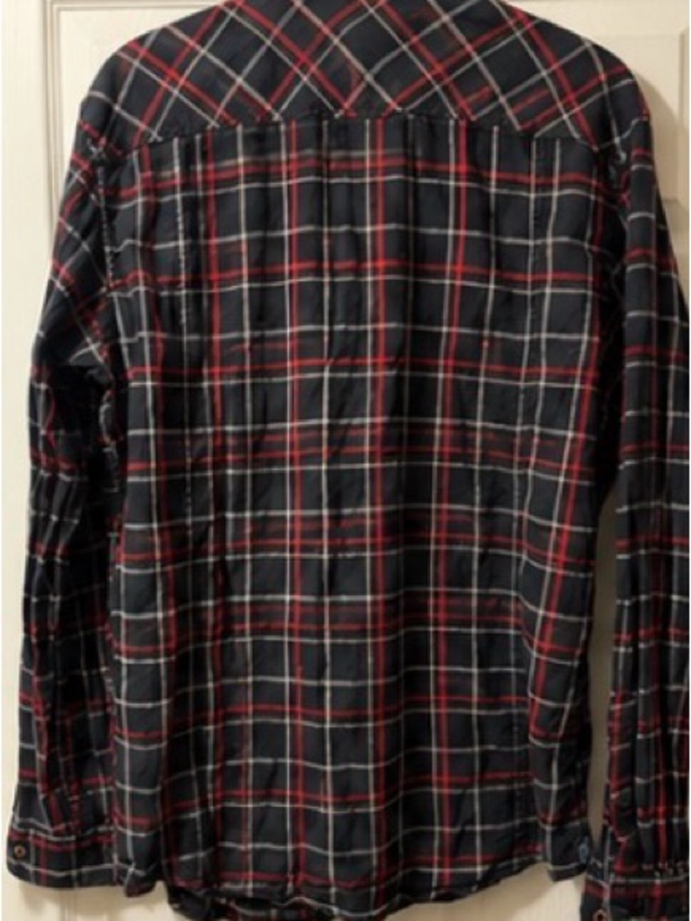 ESPRIT Men’s Plaid Button-Up Shirt Large Black Red Gray Cotton - Picture 2 of 5